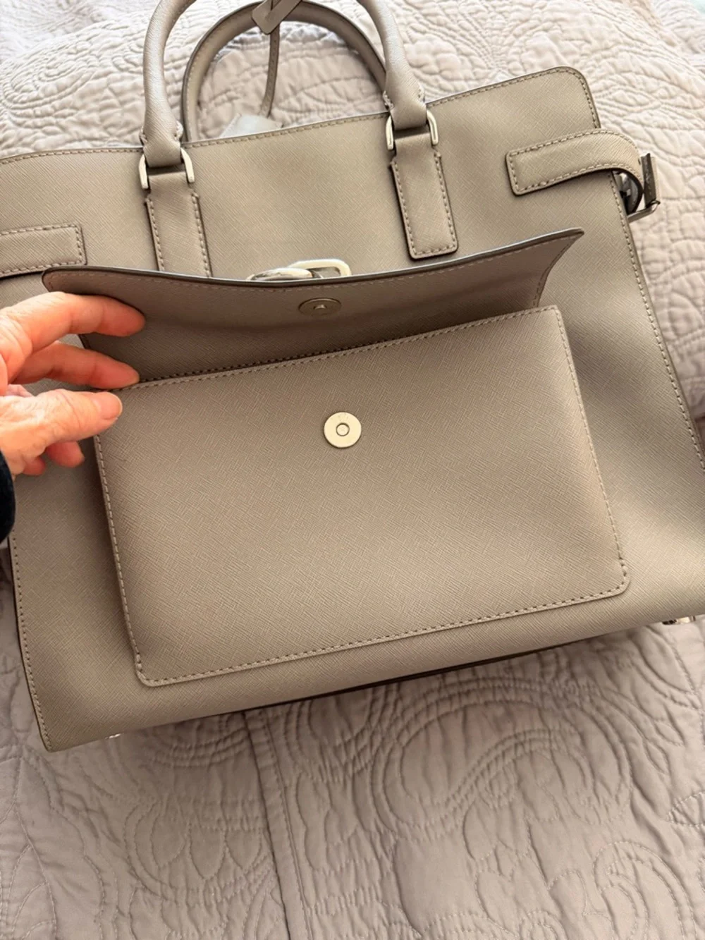 Michael Kors Taupe Leather Chain-Handle Tote
